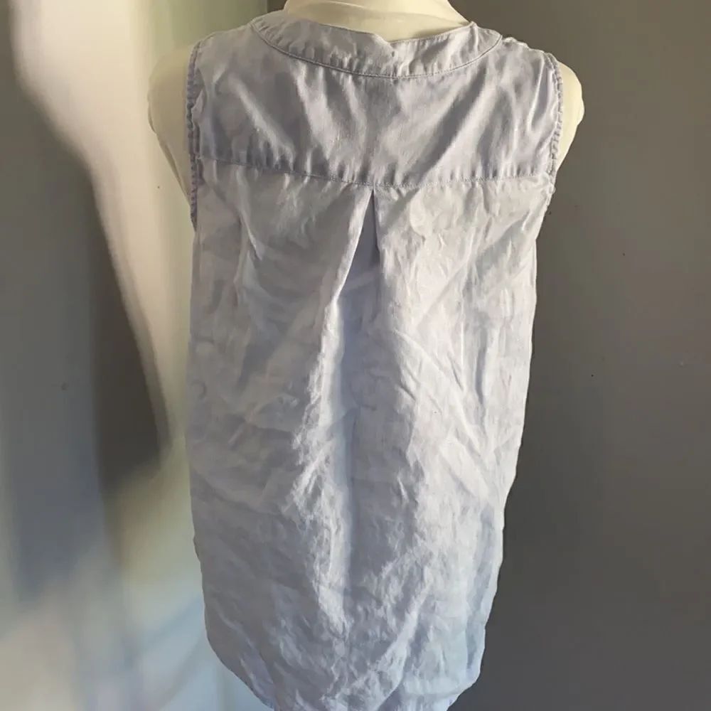 Magaschoni | Blue Linen Pocket Button Tank | S - Picture 4 of 5